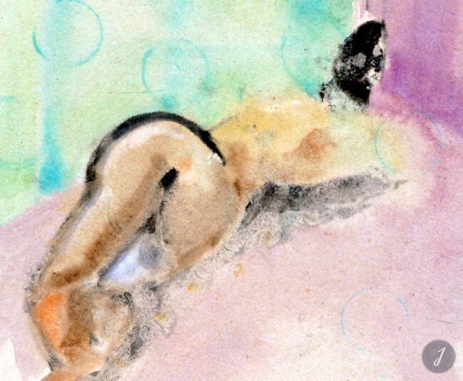 Nu féminin - Encre de Chine et Aquarelle sur Papier - 1999