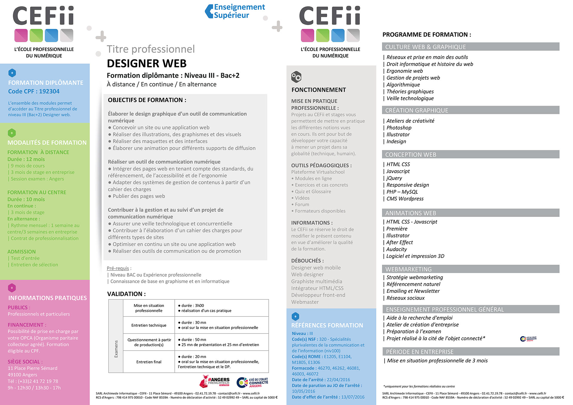 Mon programme de formation de designer web au CEFII