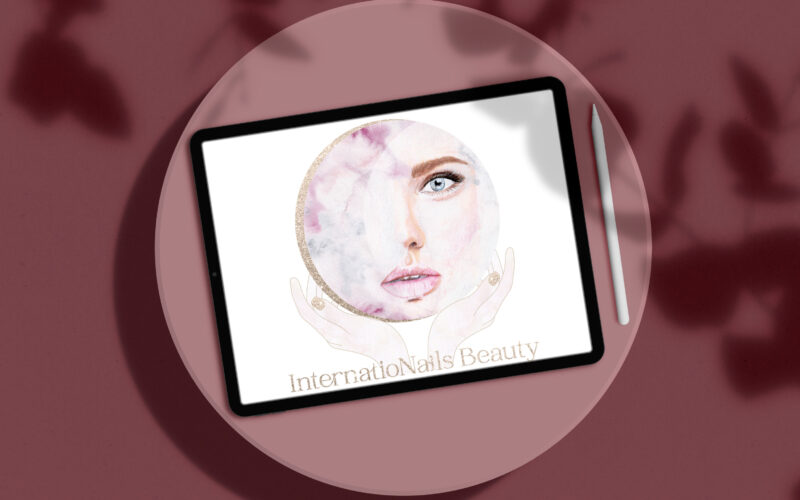 Création d'illustrations à l'aquarelle pour le logo d'InternatioNails Beauty - July On The Moon