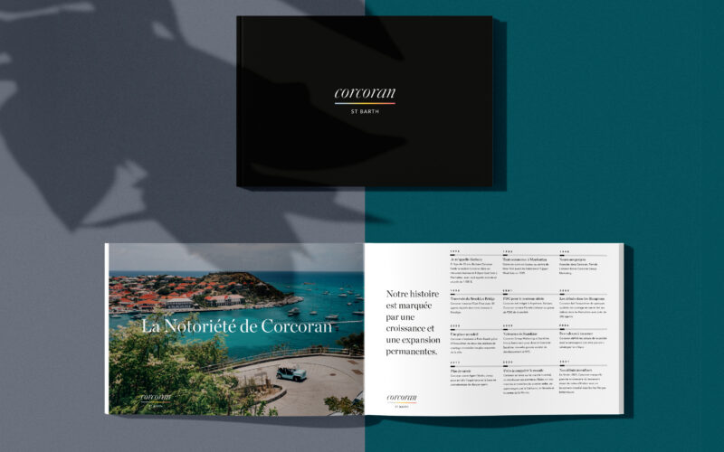 Design graphique de la brochure de Corcoran Saint-Barth - 2023 - July On The Moon