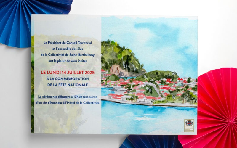 Création de l'invitation au 14 juillet de la Collectivité de St Barth - July On The Moon