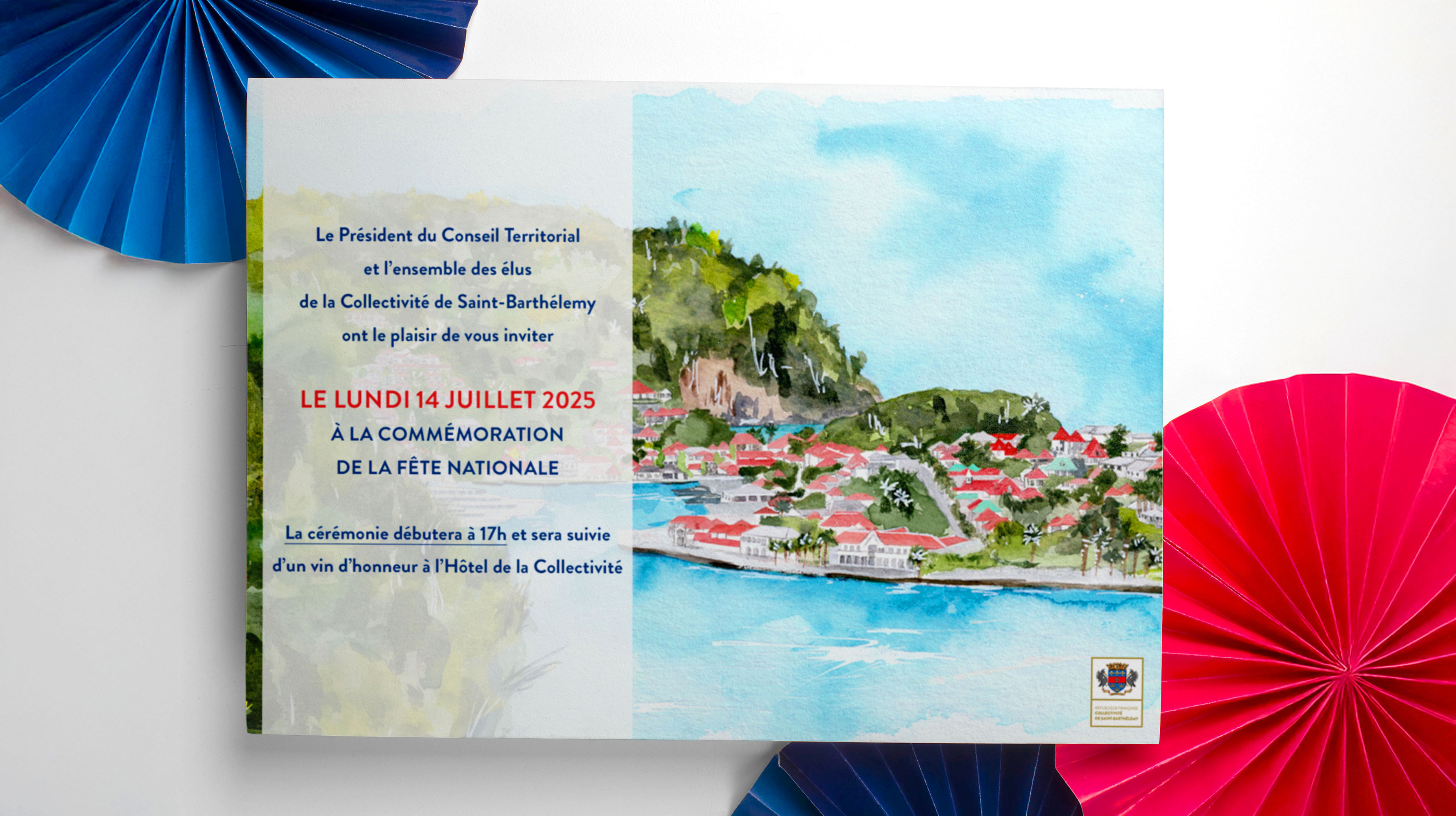 Création de l’invitation au 14 juillet de la Collectivité de St Barth – July On The Moon Création de l'invitation au 14 juillet de la Collectivité de St Barth - July On The Moon