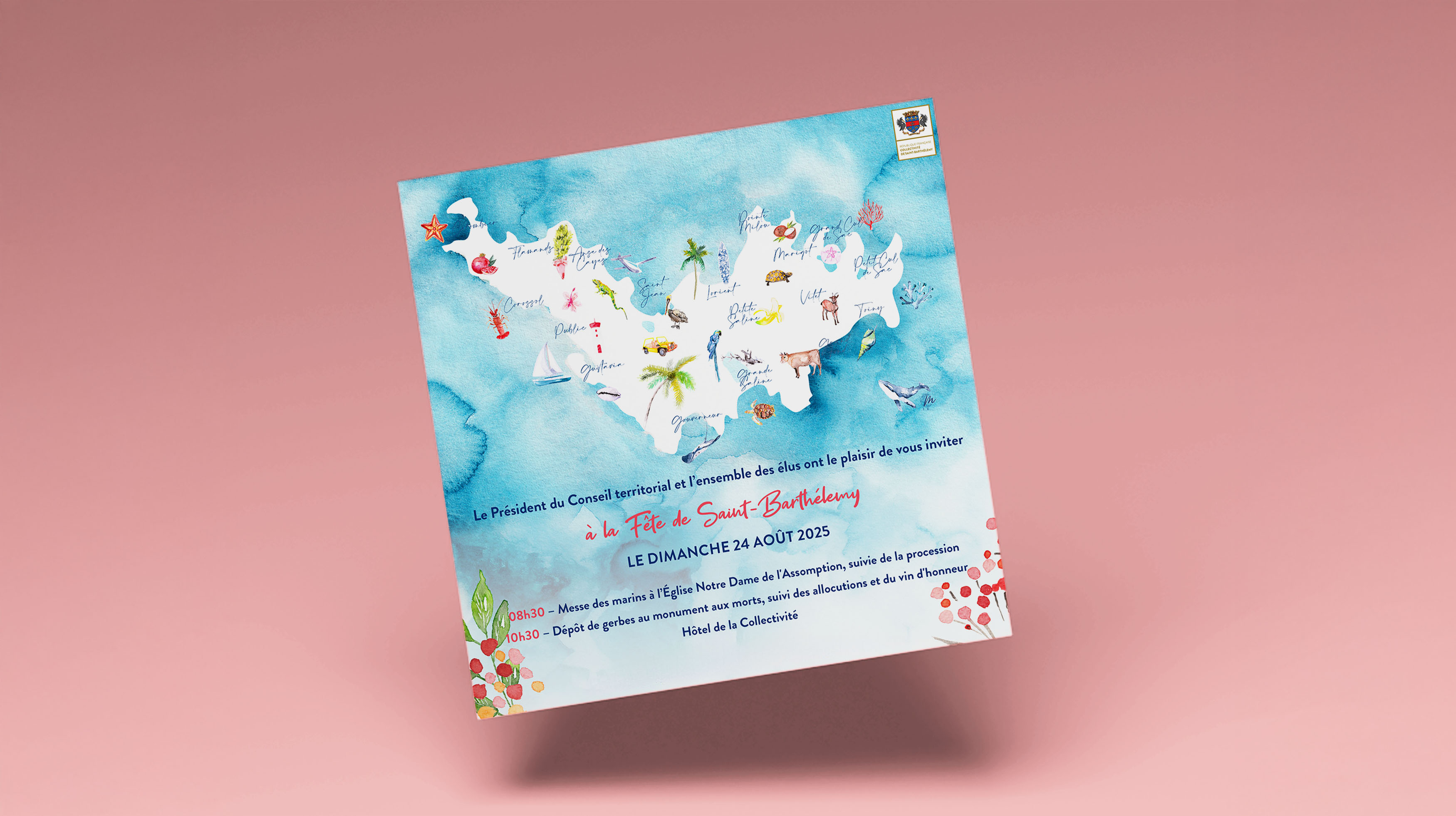 Création de l’invitation au 24 aout de la Collectivité de St Barth – July On The Moon Création de l'invitation au 24 aout de la Collectivité de St Barth - July On The Moon