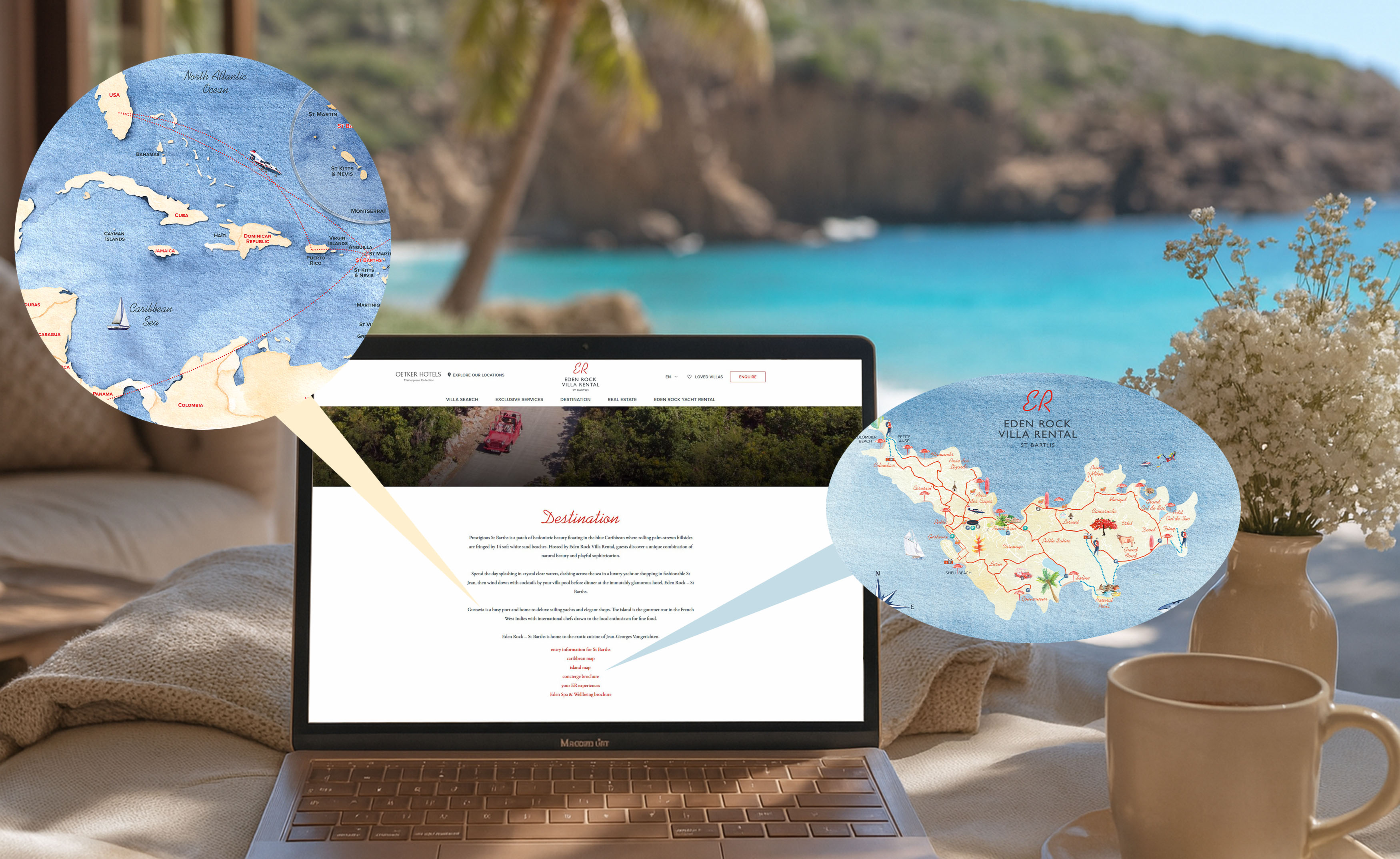 Création de cartes illustrées à l’aquarelle pour l'Eden Rock St Barth - July On The Moon