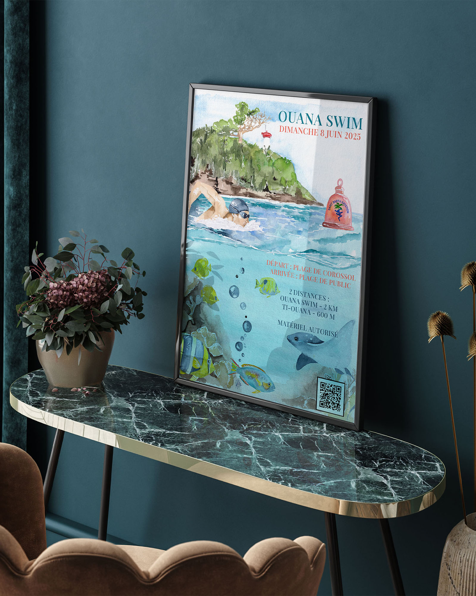 Création de l’affiche de la course de natation Ouana Swim – July On The Moon Création de l'affiche de la course de natation Ouana Swim - July On The Moon