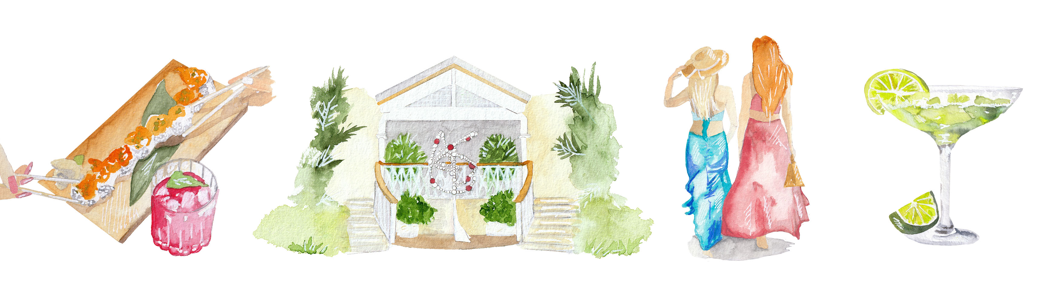 Création de papeterie d'anniversaire illustrée à l’aquarelle sur-mesure - July On The Moon