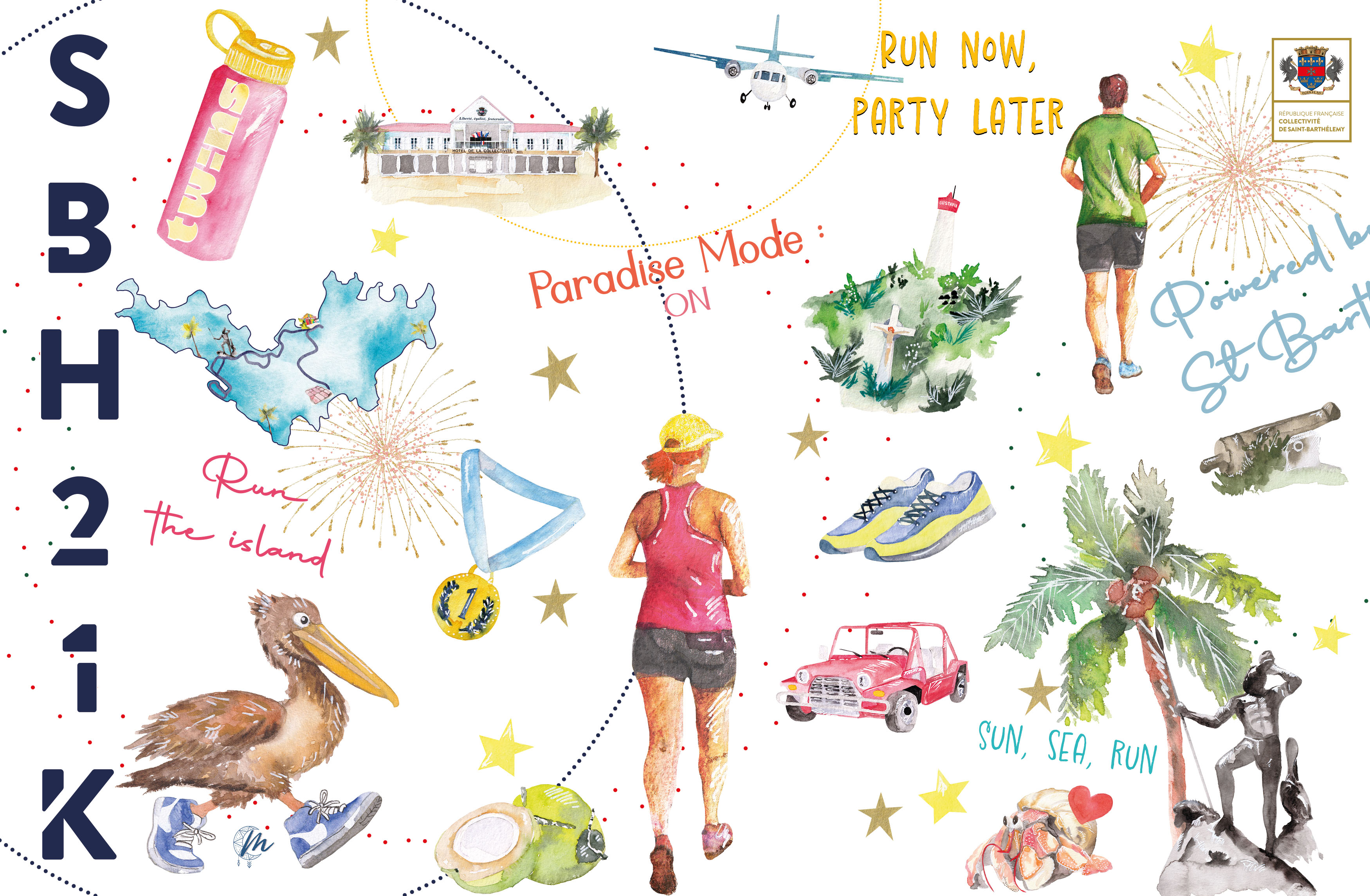 Création graphique et illustré pour les 21 kms de Saint-Barthélemy