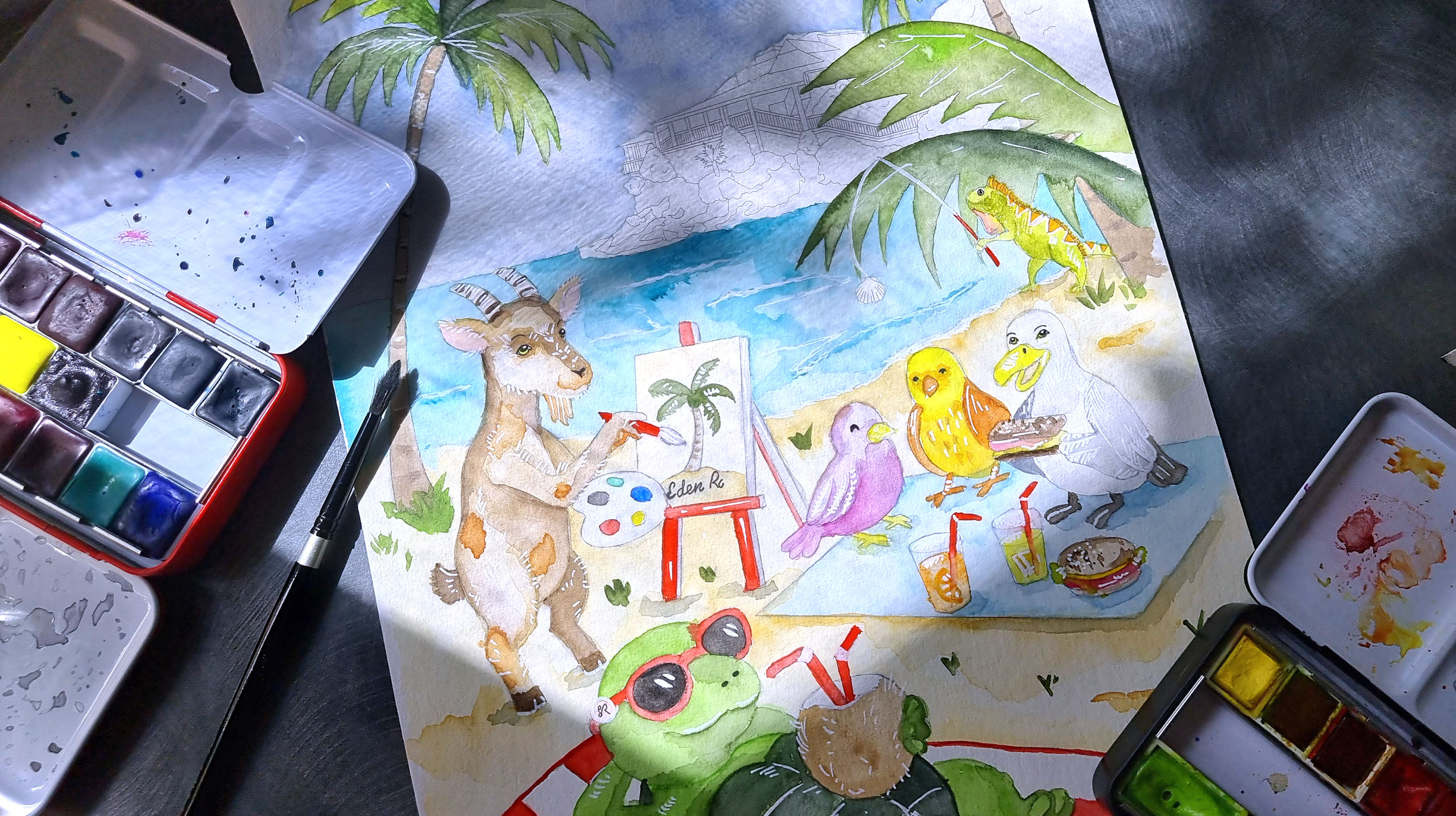 Carnet de coloriage pour l'Eden Rock St Barths - July On The Moon.