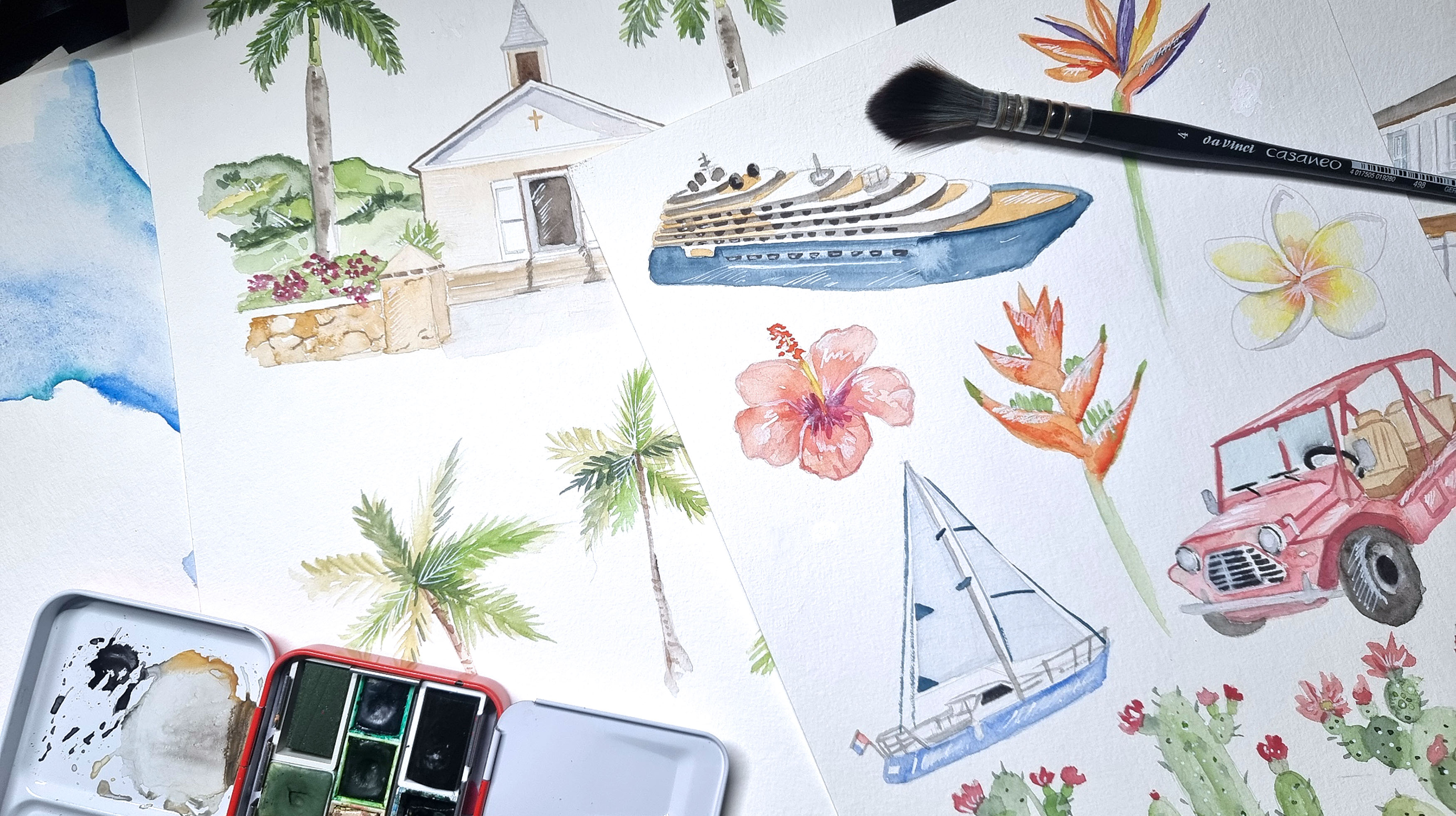 Création d’une carte illustrée à l’aquarelle pour Epic Presentation et les passagers du Ritz Carlton Yacht – Moon St Barth Création d’une carte illustrée à l’aquarelle pour Epic Presentation et les passagers du Ritz Carlton Yacht - Moon St Barth