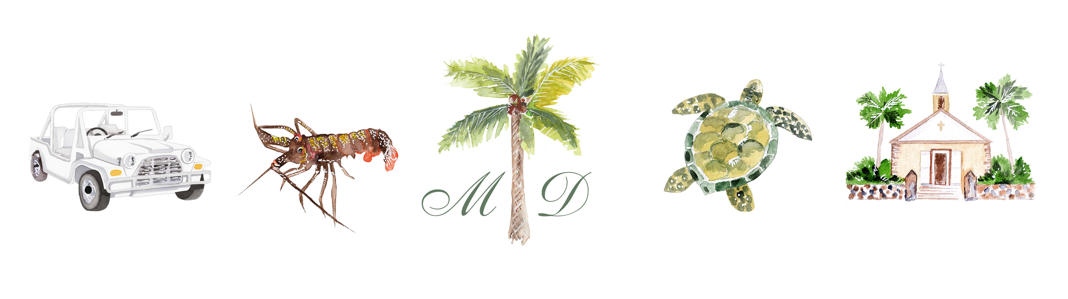 Création de la papeterie de mariage illustrée de Malaika et Dan - July On The Moon